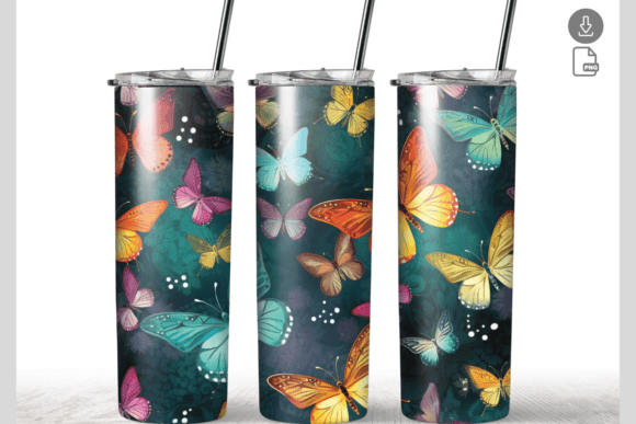 Butterfly Watercolor 20oz Skinny Tumbler