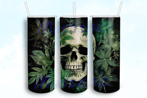 Cannabis Skull Tumbler Template