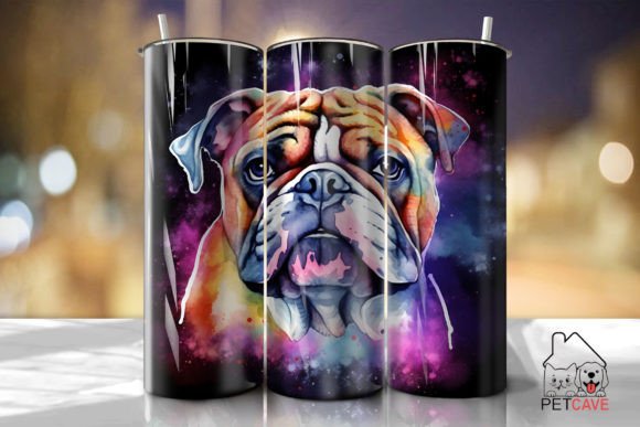 English Bulldog and Galaxy Tumbler 20oz