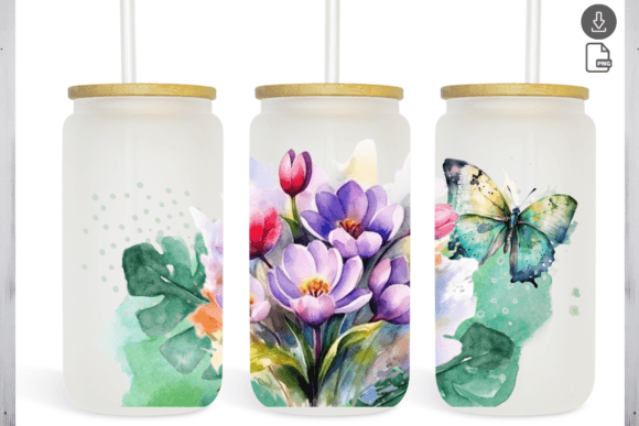 Flower Butterfly Watercolor Tumbler