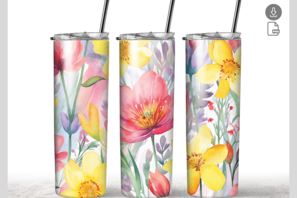 Flower Watercolor 20oz Skinny Tumbler
