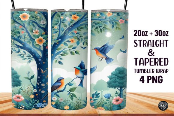 Flowers Bird Tumbler 20OZ Sublimation PN