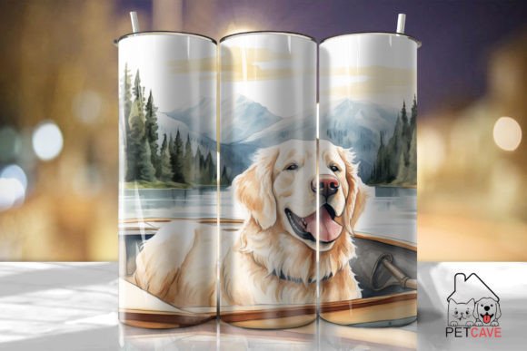 Lake Golden Retriever Tumbler PNG