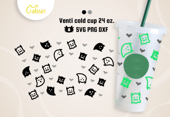 Little Ghost and Bat Cold Cup 24oz