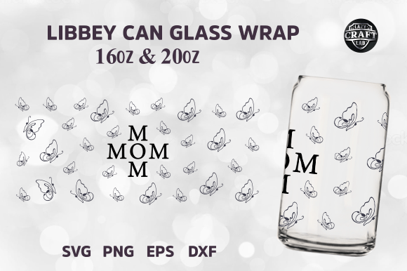 Mom Butterfly Glass Wrap SVG