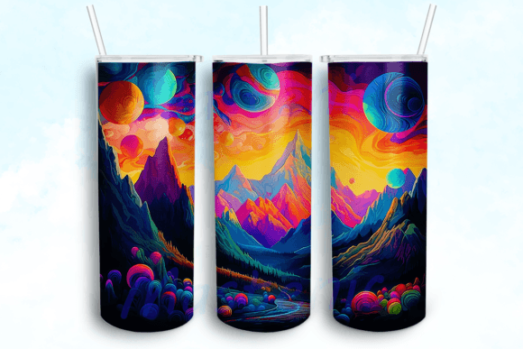 Neon Space Mountains Tumbler Wrap