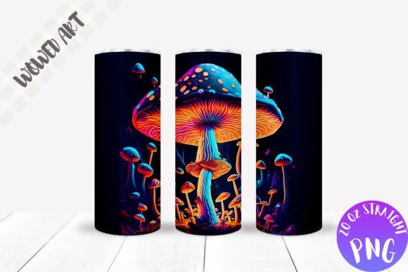Neon Trippy Mushrooms Tumbler Wrap
