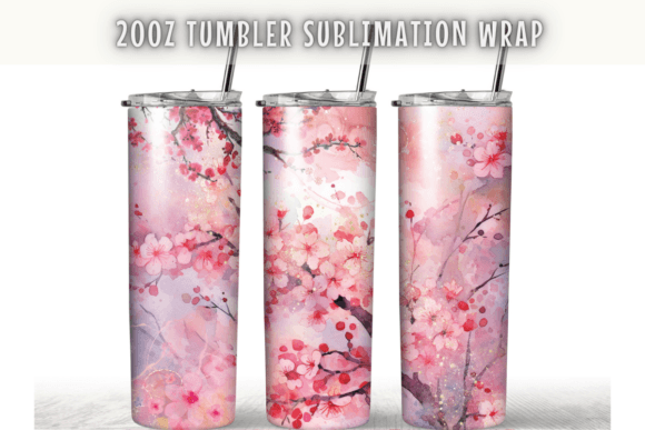 Pink Flowers Watercolor 20oz Skinny