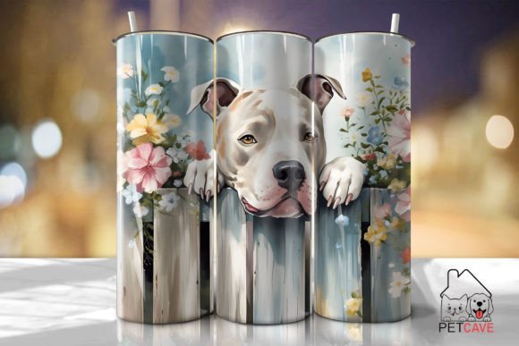 Pit Bull and Flower Tumbler 20oz 5