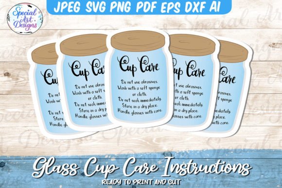 Plain Blue, Printable Glass Cup Care