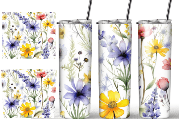 Purple Wildflower Watercolor Tumbler