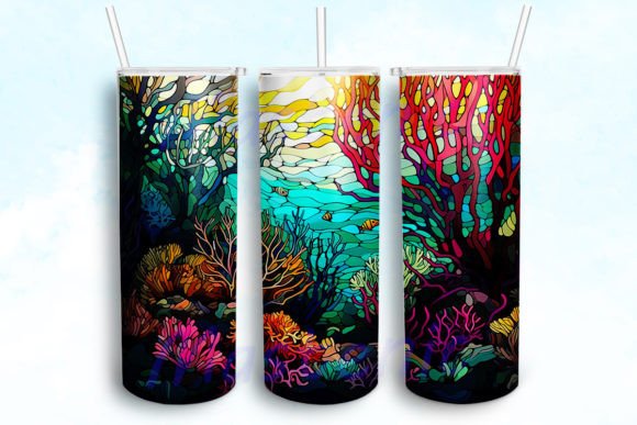 Stained Glass Coral Reef 20oz Tumbler Wrap