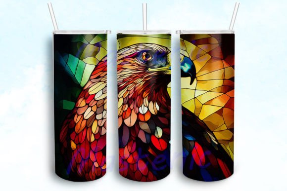 Stained Glass Red Tailed Hawk 20oz