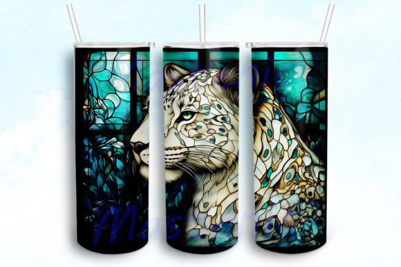 Stained Glass Snow Leopard 20oz