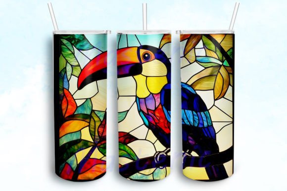 Stained Glass Toucan 20oz Skinny Tumbler