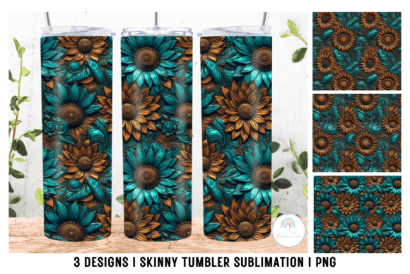 Tooled Leather Flowers Tumbler Wrap