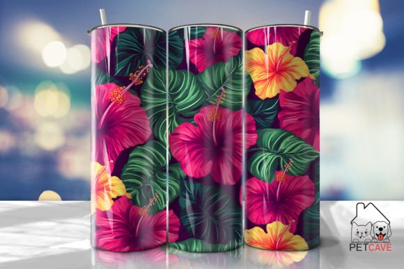 Tropical Flower Pattern Tumbler 2