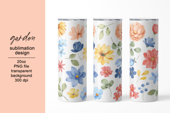 Tumbler Sublimation Design with Flowers
