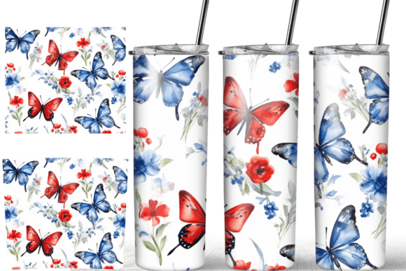 Watercolor Butterfly Flowers Tumbler