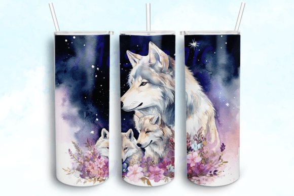 Watercolor Wolf Tumbler Wrap