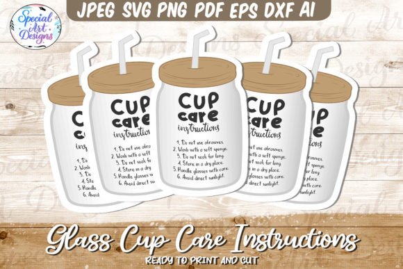 White, Printable Glass Cup Care Card