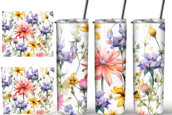 Wild Flowers Watercolor 20 Oz Tumbler